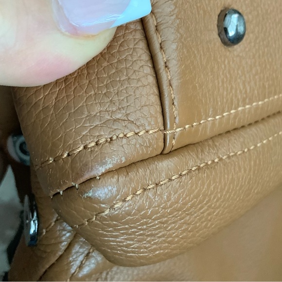 CHARLES JOURDAN Flora Pebbled Leather Brown Medium Shoulder Purse Bag LIKE NEW - Picture 8 of 16